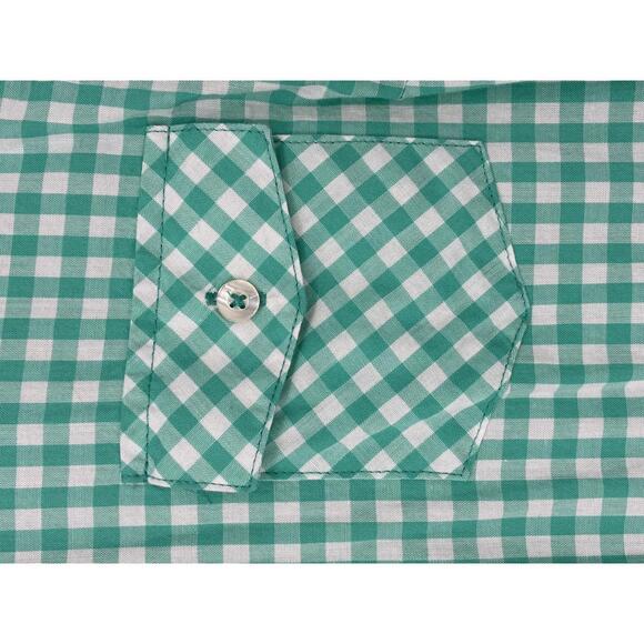 Cato Women's Teal Green and White Gingham Button-Up Shirt Medium - Picture 4 of 8